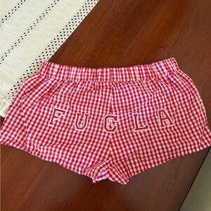 F UCLA Red Gingham Shorts